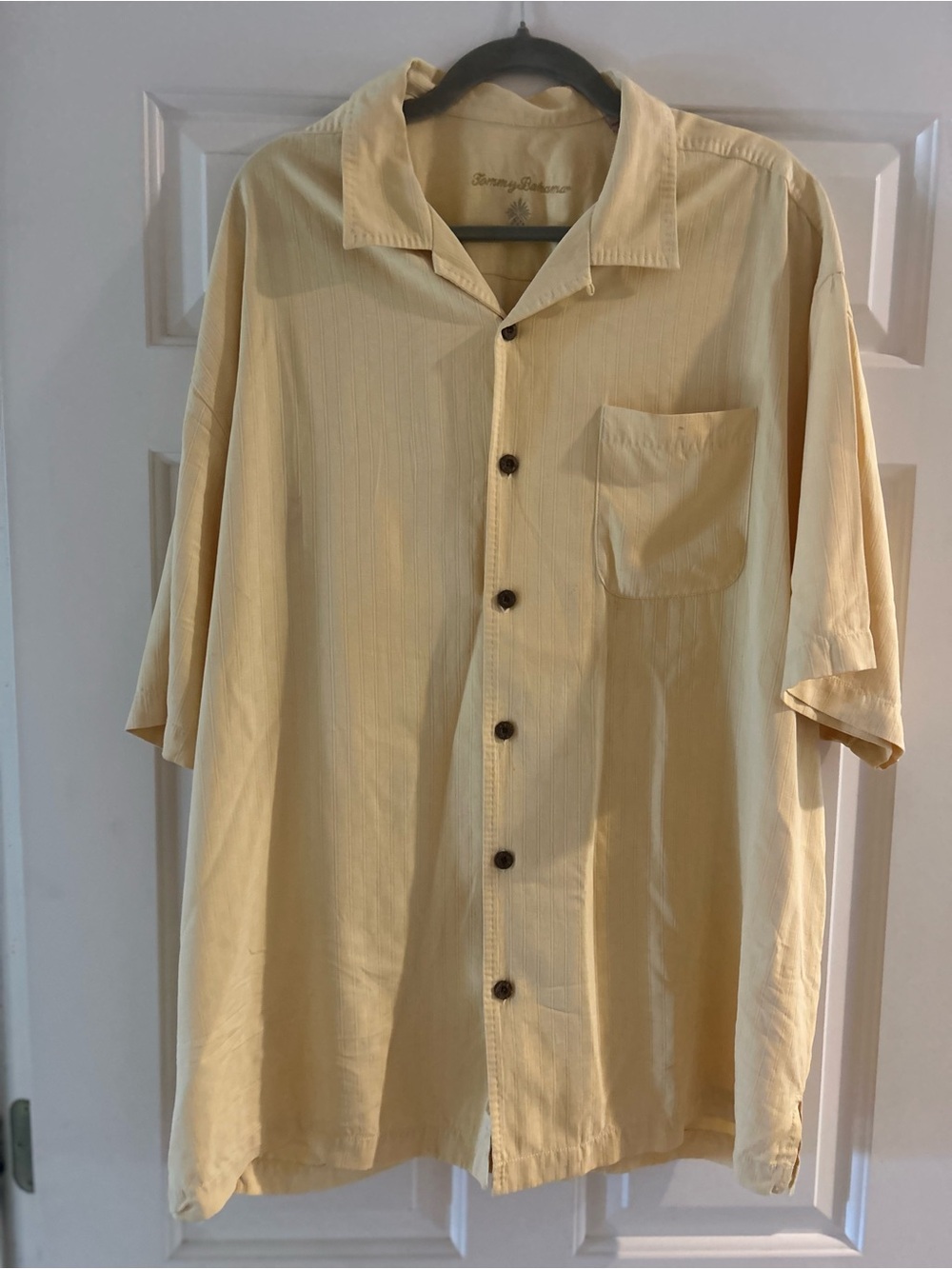 Tommy Bahama Light Yellow Short Sleeve Button-Down Camp Shirt